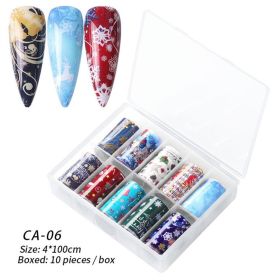 1 Box Nail Art Christmas Halloween Transfer Paper 10 Grid Set Colorful Laser Stickers Nail Art Transfer Paper Nail Decals (design: CA-6)